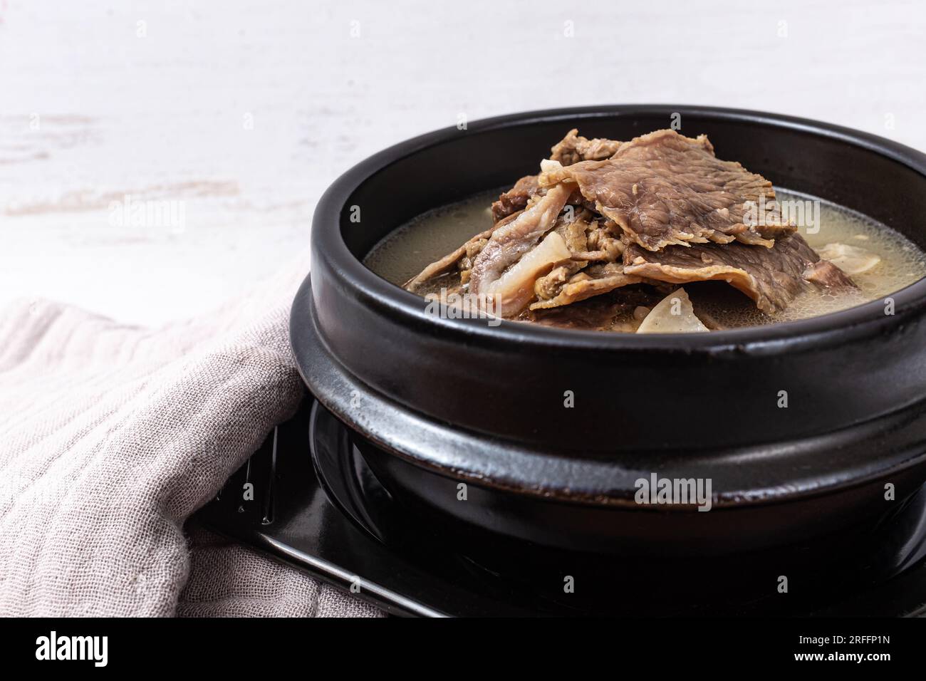 A dish with beef head meat in beef brothBeef Head Meat Soup Stock Photo ...