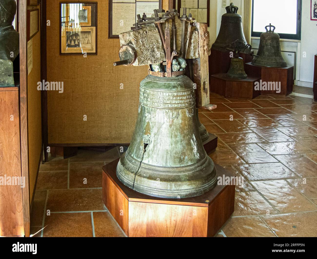 Italy Molise Agnone Marinelli bell Museum - Campane Marinelli is the oldest Italian foundry and one of the oldest in the world, specialized in the construction of bells. Stock Photo