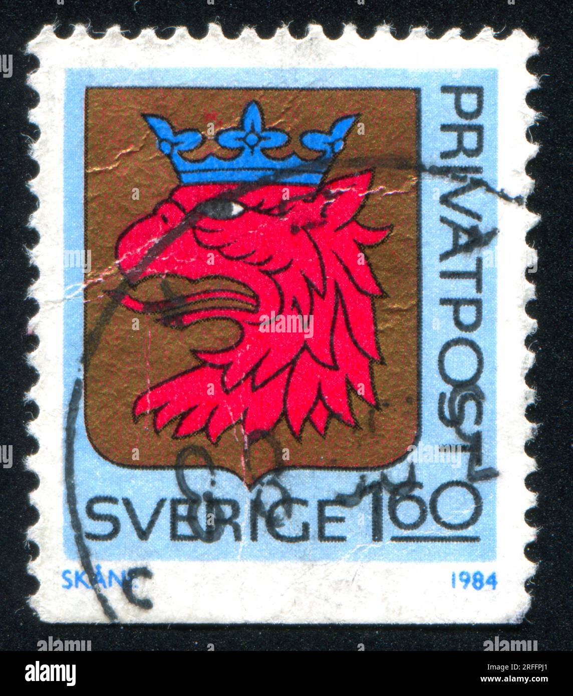SWEDEN - CIRCA 1984: stamp printed by Sweden, shows Skane Arms, circa 1984 Stock Photo