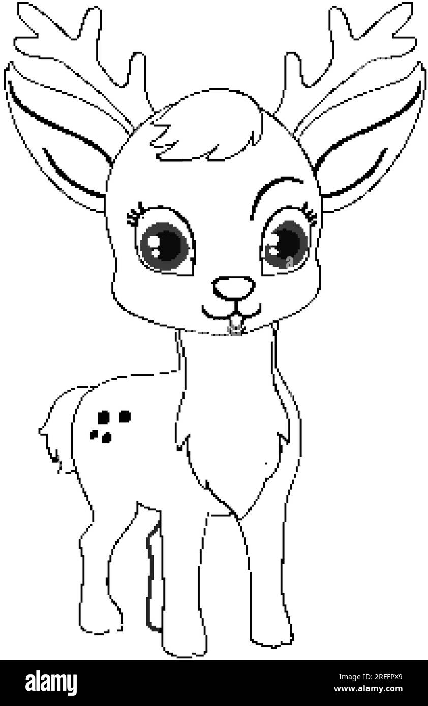Coloring Page Outline of Cute Deer illustration Stock Vector Image