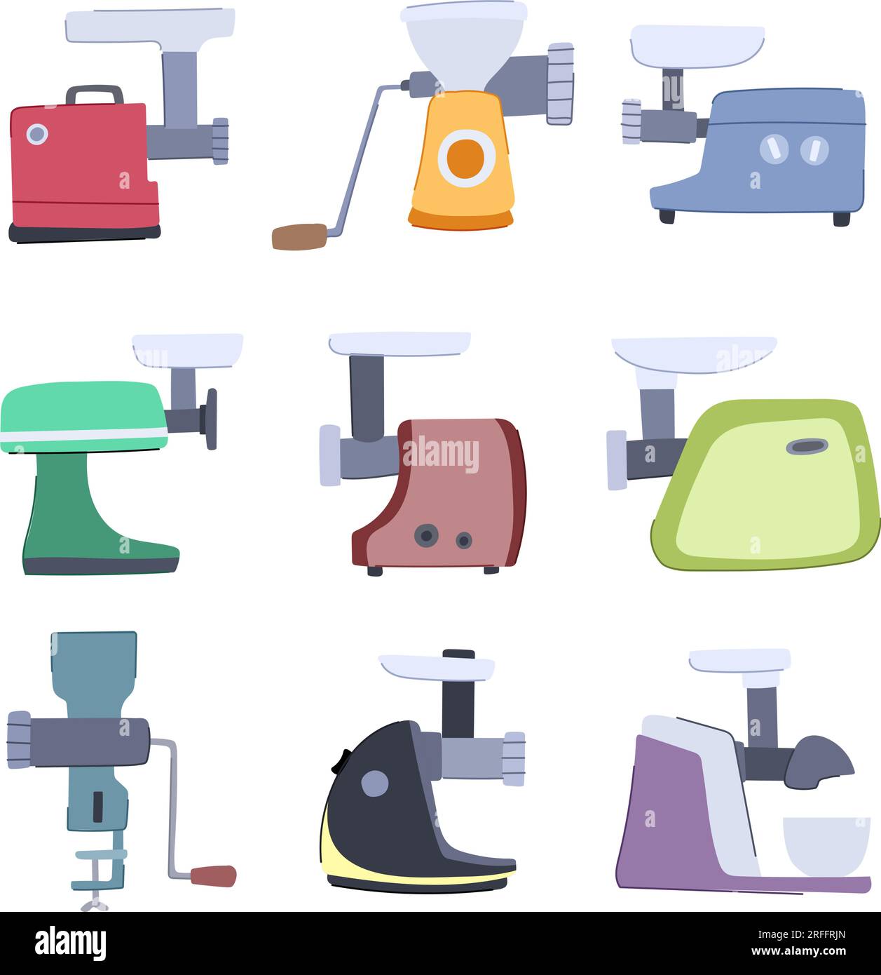 meat grinder set cartoon vector illustration Stock Vector Image & Art