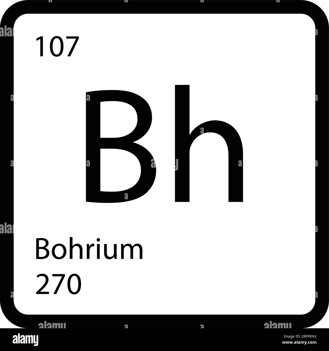 Periodic table element bohrium icon on background, square vector illustration Stock Vector