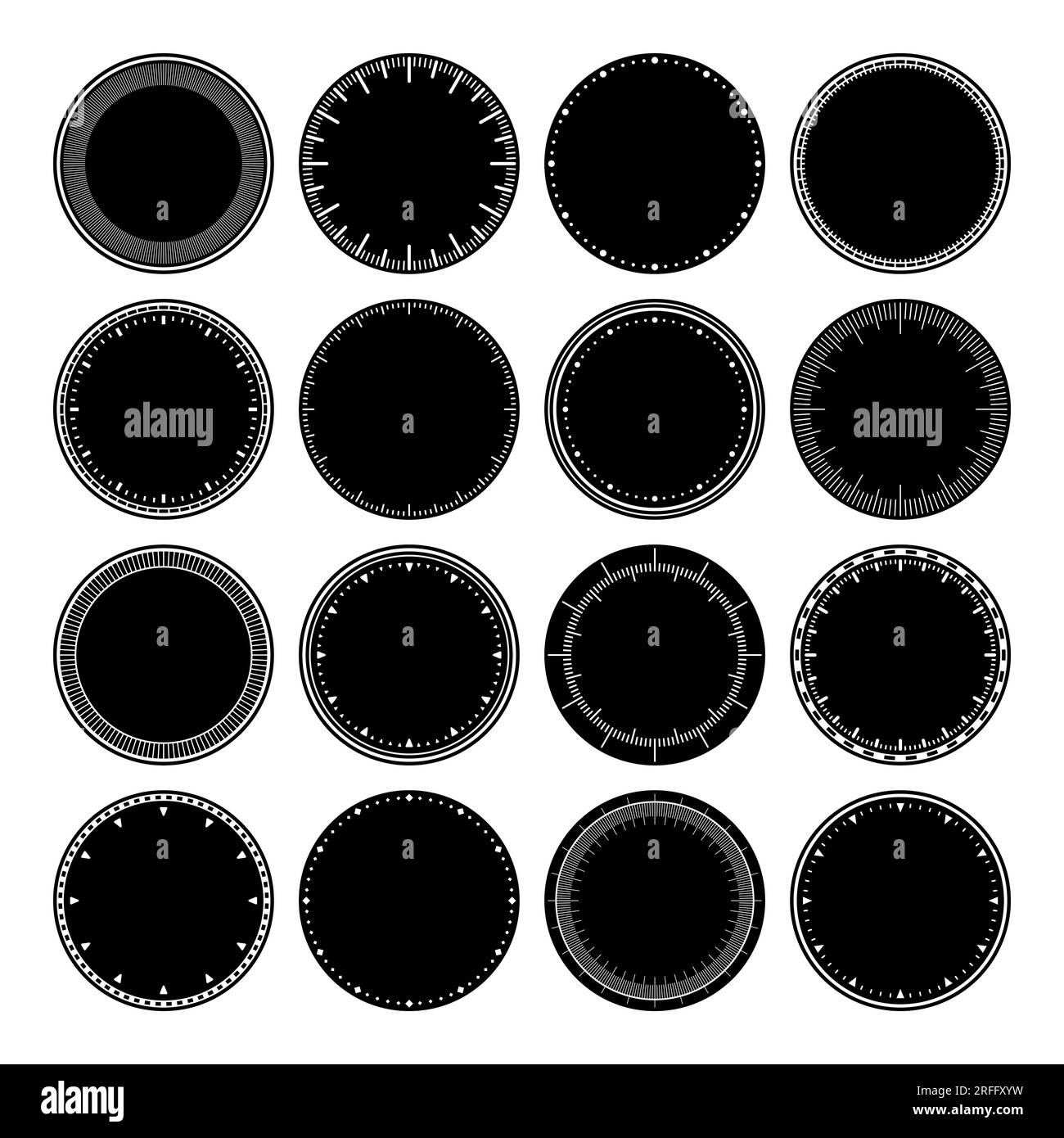 Mechanical clock faces, bezel. Watch dial with minute and hour marks
