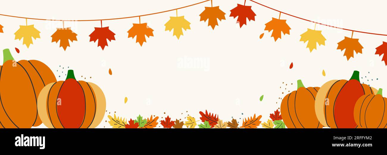 Autumn pumpkins and maple leaves background. Autumn background with ...