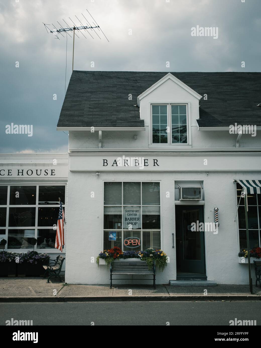 Southport Center Barber Shop, in Fairfield, Connecticut Stock Photo Alamy