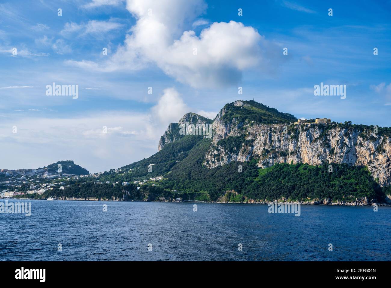 View of the Island of Capri in the Gulf of Naples off the Sorrento Peninsula in the Campania Region of Southwest Italy Stock Photo
