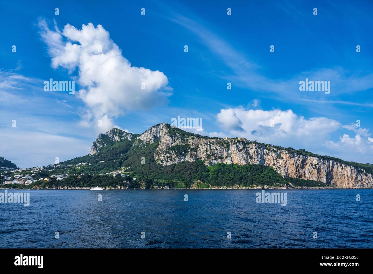 View of the Island of Capri in the Gulf of Naples off the Sorrento Peninsula in the Campania Region of Southwest Italy Stock Photo