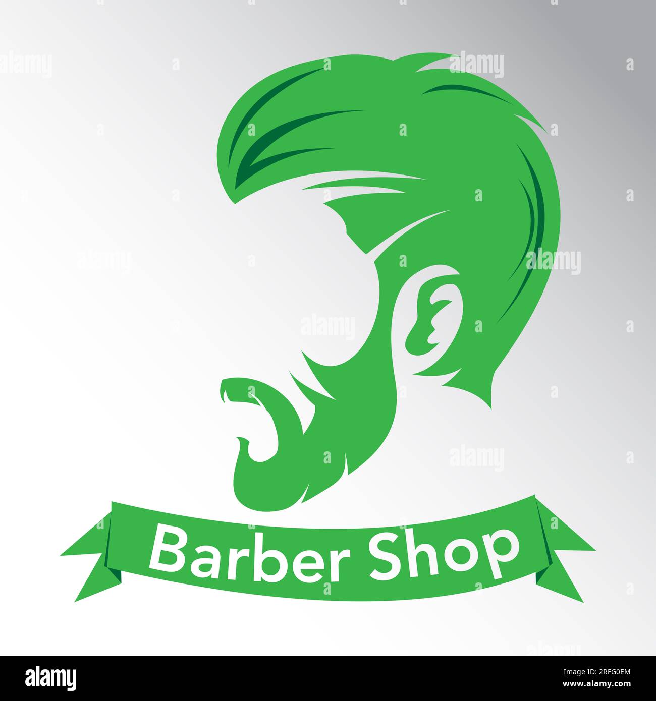 Barber Shop logo, minimalist style logo, green color logo, man head