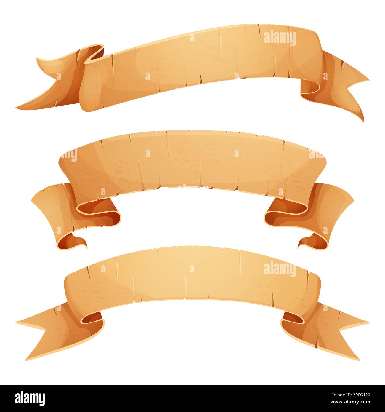 Premium Vector  Orange ribbon banner from ribbons or paper scroll of  parchment