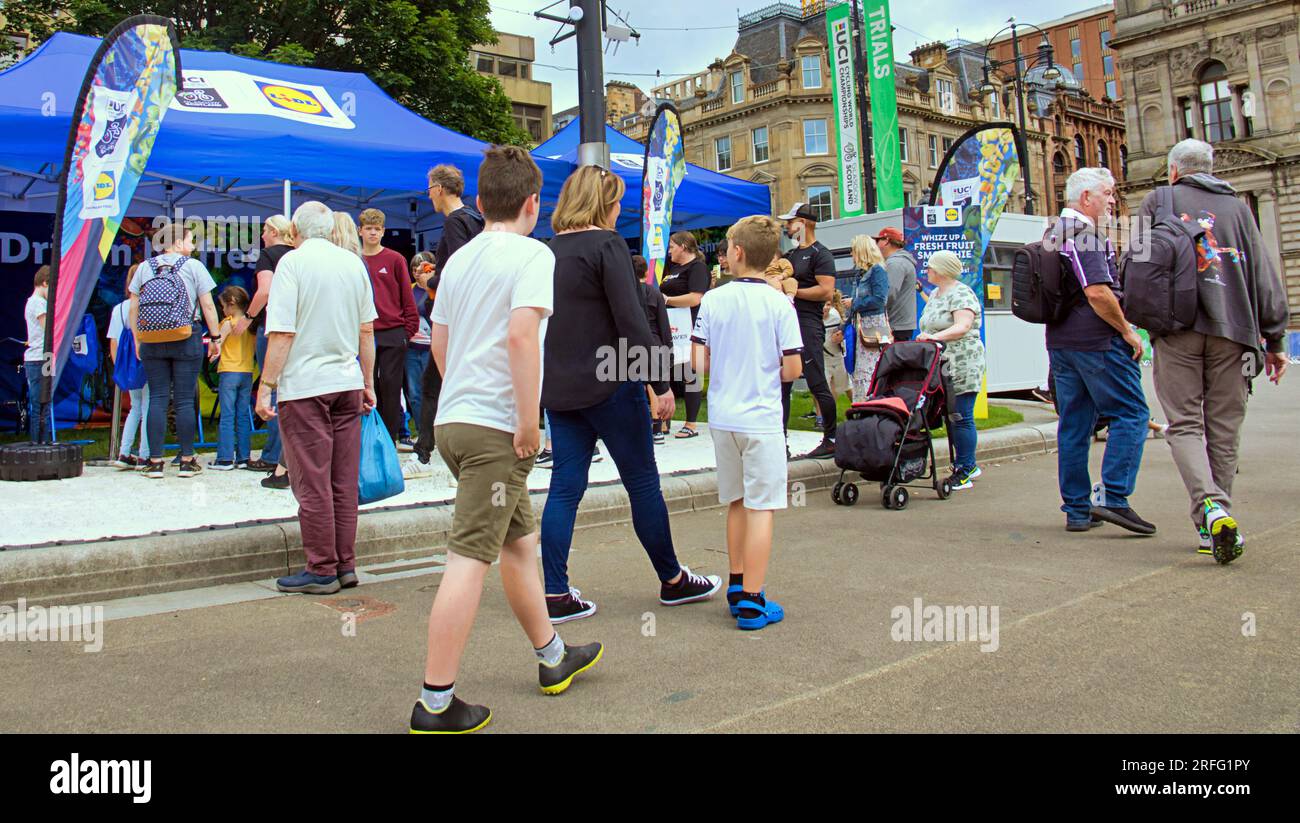 Glasgow, Scotland, UK. 3rd August, 2023. UCI Fan zone opens in
