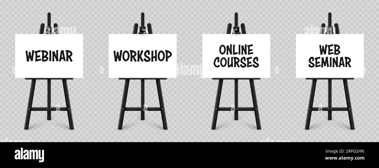 https://c8.alamy.com/comp/2RFG2HN/realistic-paint-desk-with-text-on-white-canvas-black-wooden-easel-and-a-sheet-of-drawing-paper-presentation-board-on-a-tripod-distance-education-2RFG2HN.jpg