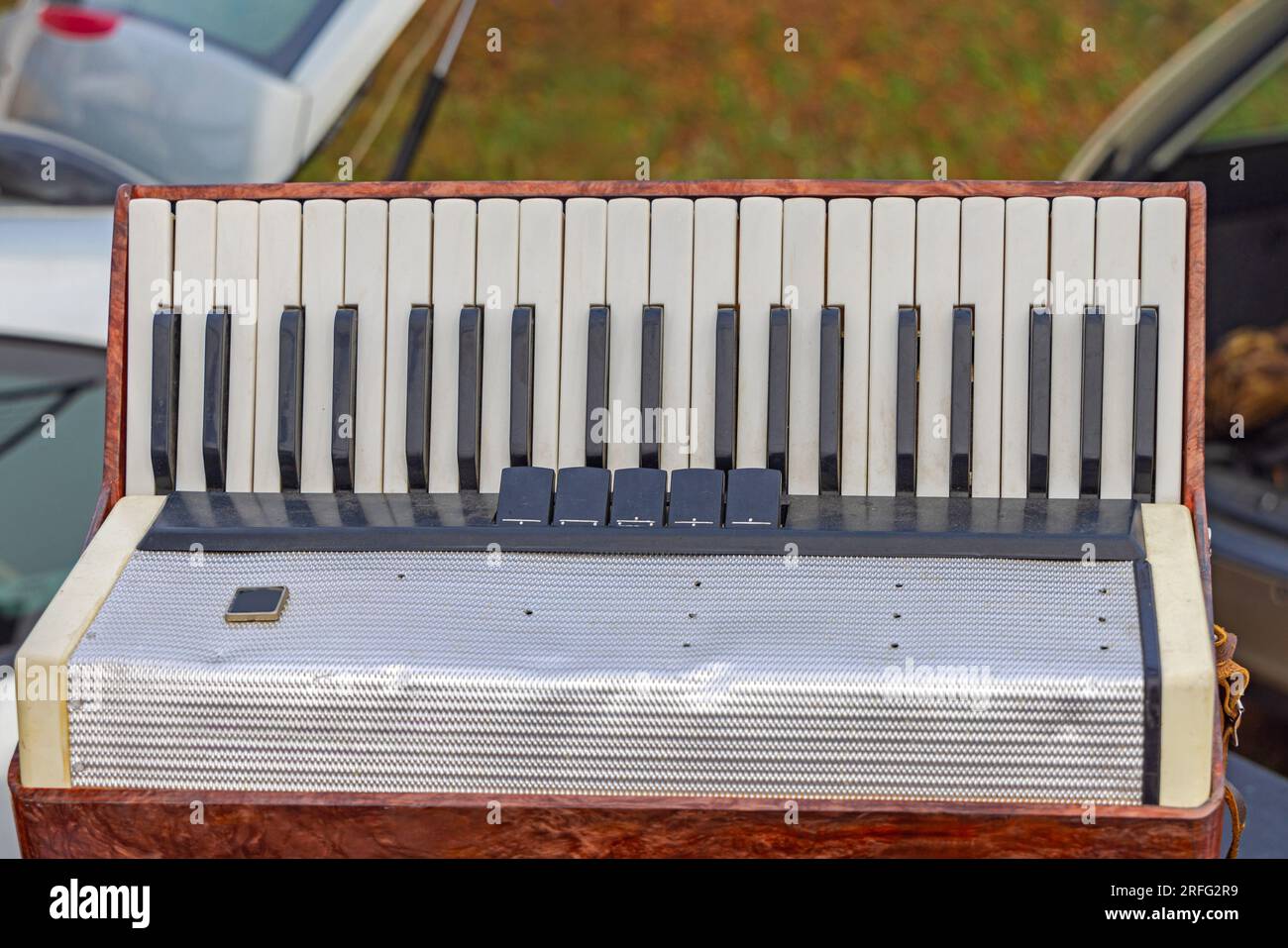 Keyboard Accordion Old Harmonica Music Instrument Aerophone Stock Photo