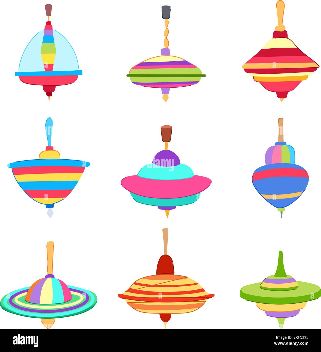 spinning top set cartoon vector illustration Stock Vector Image & Art