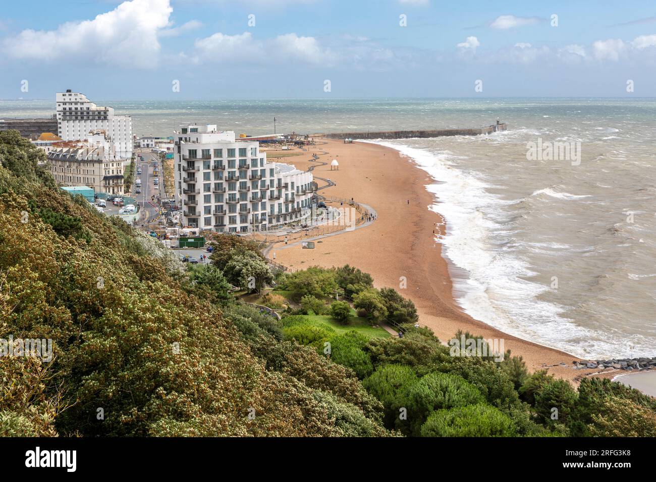 The Shoreline development on Folkestone Beach nearing completion Stock