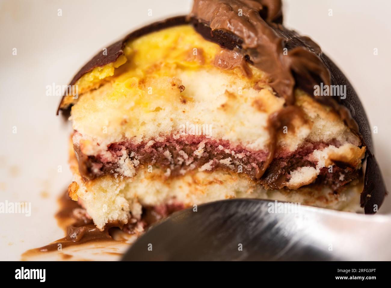 Chocolate Italian Dessert with condensation in a white bowl in a Roman