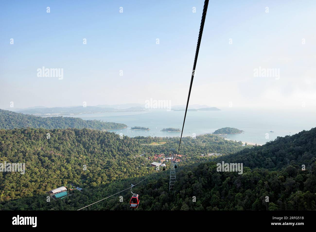 Langkawi Island, Malaysia - Dec 23, 2018: The Langkawi Cable Car, also known as Langkawi SkyCab transporting passengers to top Machincang mountain and Stock Photo