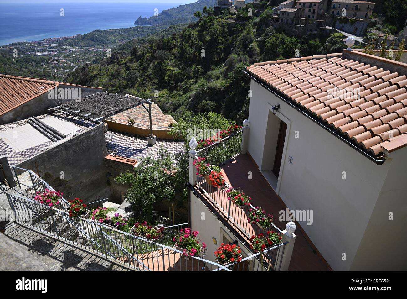 Landscape with a typical rural house in the countryside of Savoca in ...
