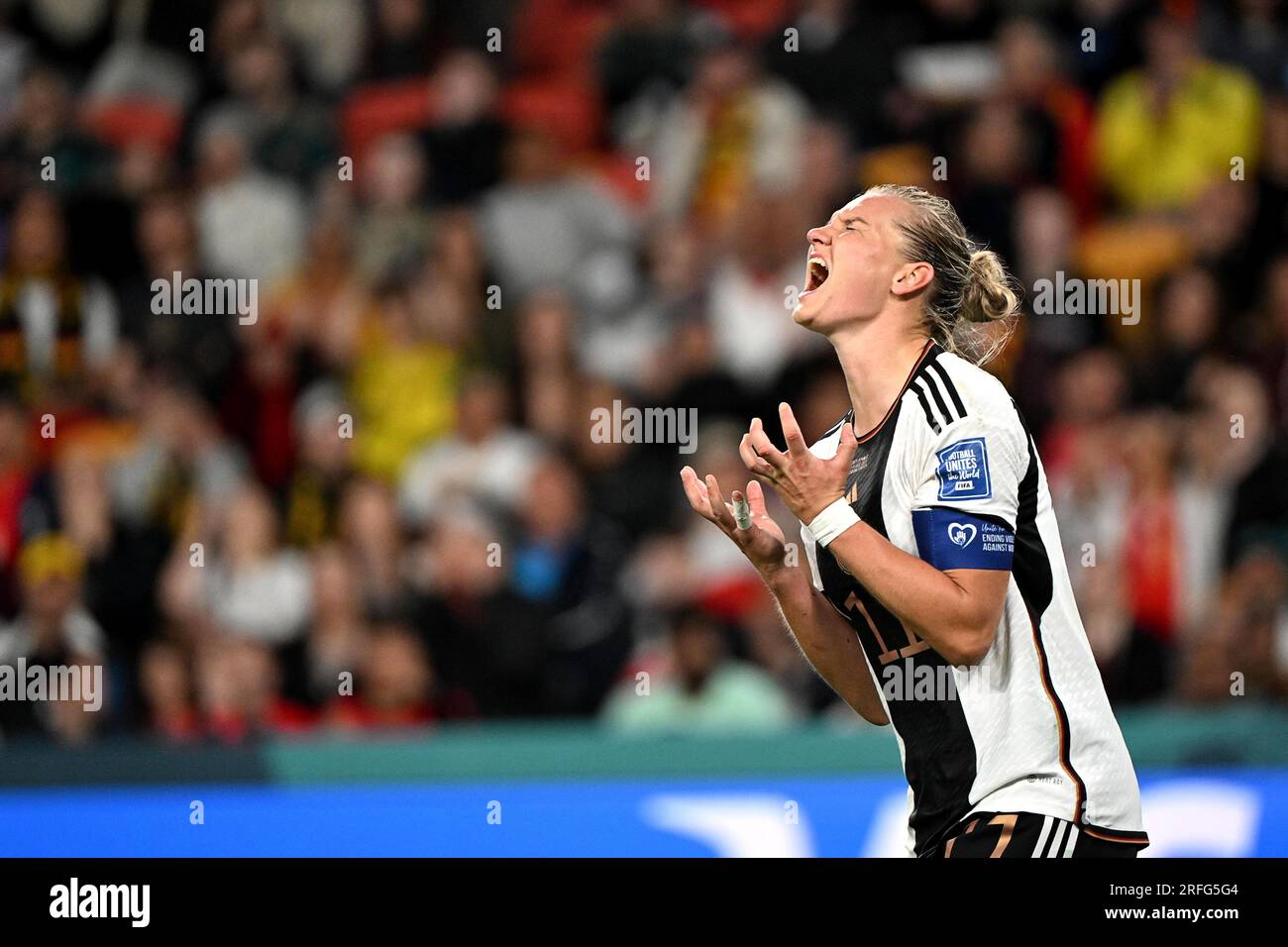 Brisbane, Australia. 3rd Aug, 2023. Alexandra Popp of Germany reacts during the Group H match between South Korea and Germany at the 2023 FIFA Women's World Cup in Brisbane, Australia, Aug. 3, 2023. Credit: Xiong Qi/Xinhua/Alamy Live News Stock Photo