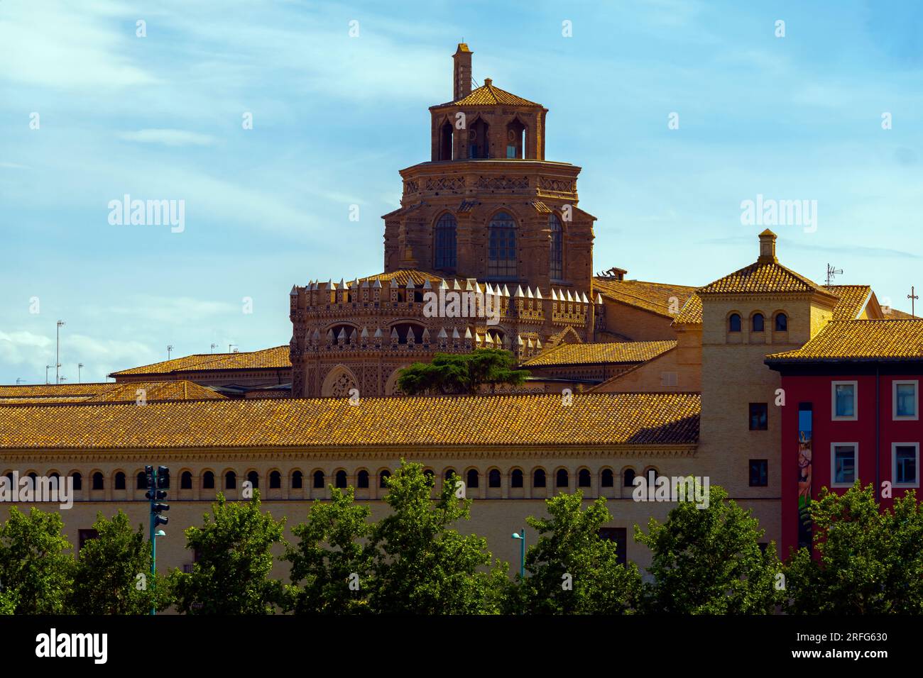 The Cathedral of the Savior (Catedral del Salvador) or La Seo de Zaragoza is a Roman Catholic cathedral in Zaragoza, in Aragon, Spain. Stock Photo