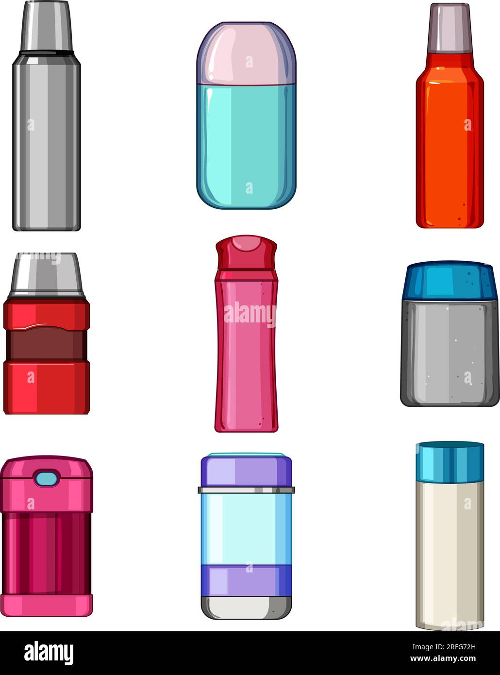 thermos bottle set cartoon vector illustration Stock Vector Image & Art