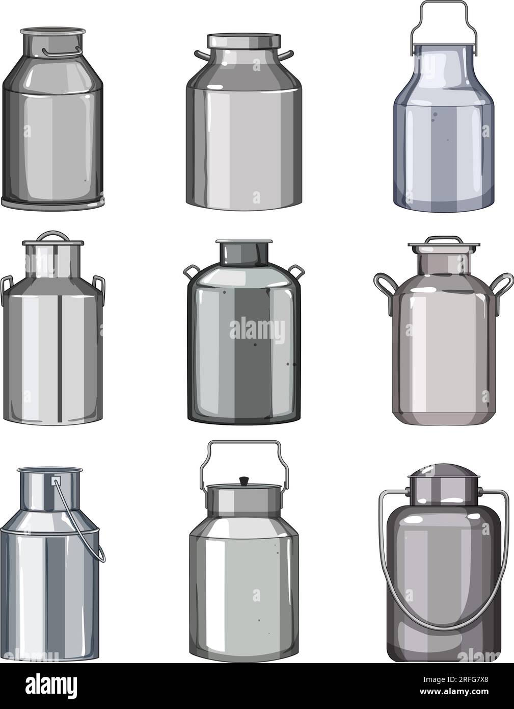 metal milk can set cartoon vector illustration Stock Vector Image & Art