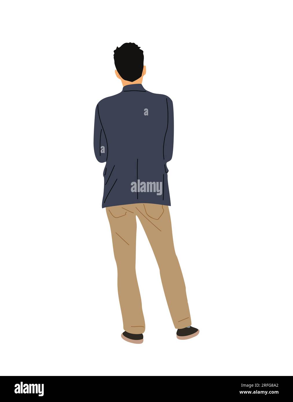 Young business man Standing Back View vector art Stock Vector Image ...