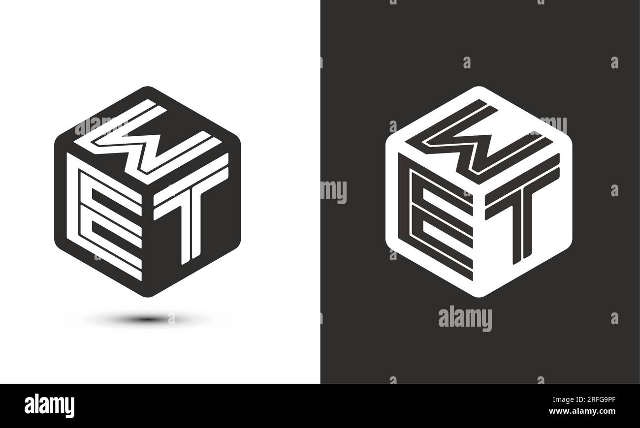 wet letter logo design with illustrator cube logo, vector logo modern alphabet font overlap style. Premium Business logo icon. White color on black Stock Vector