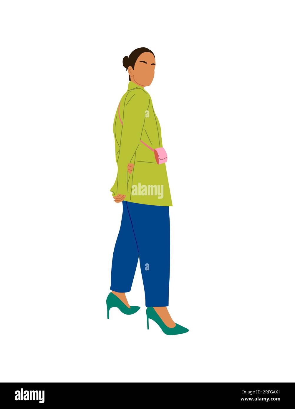 Modern business women standing back view vector Stock Vector Image