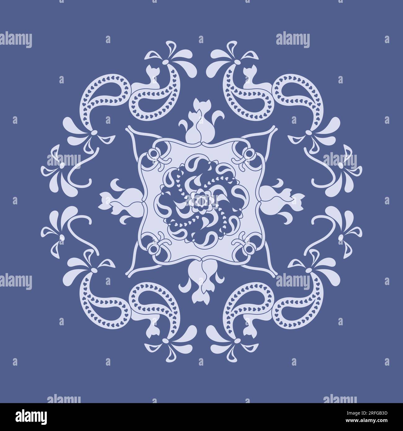 Cat Mandala. Pattern. Lavender Blue color. Vector illustration Stock ...