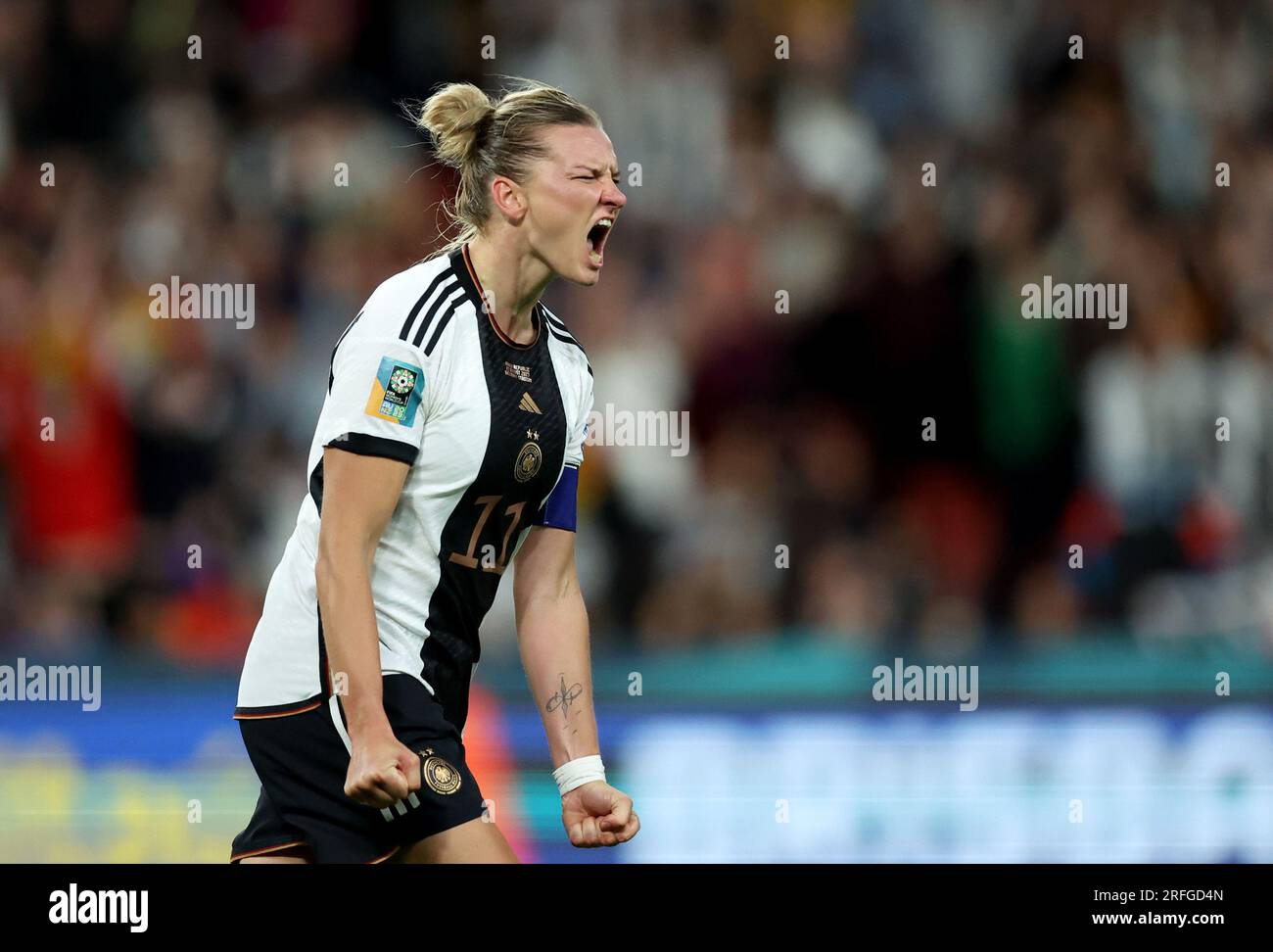 Brisbane, Australia. 3rd Aug, 2023. Alexandra Popp of Germany celebrates scoring the Group H match between South Korea and Germany at the 2023 FIFA Women's World Cup in Brisbane, Australia, Aug. 3, 2023. Credit: Zhang Chen/Xinhua/Alamy Live News Stock Photo