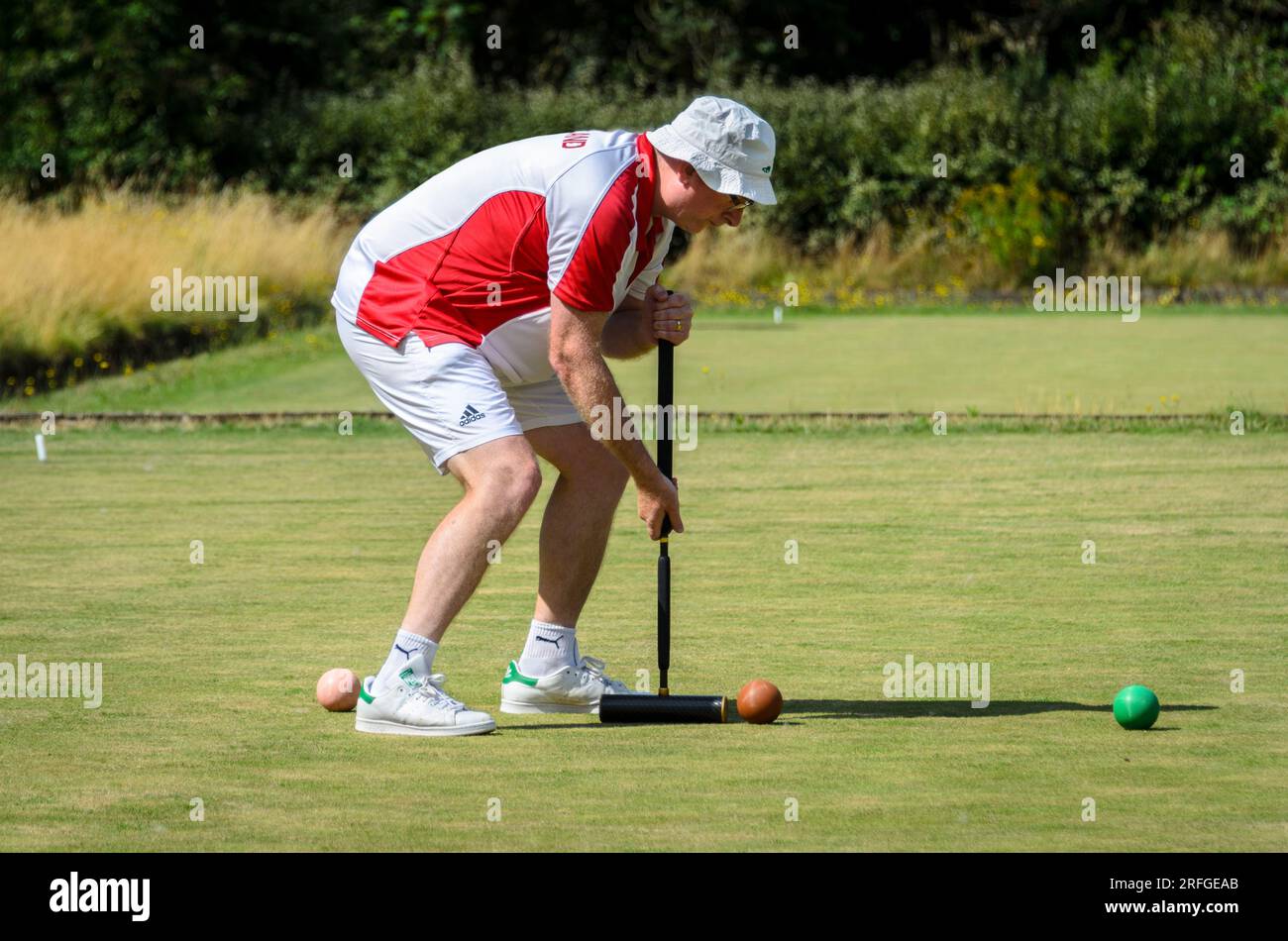 Dominic Nunns England playing in the Association Croquet World Championship London 2023 Stock