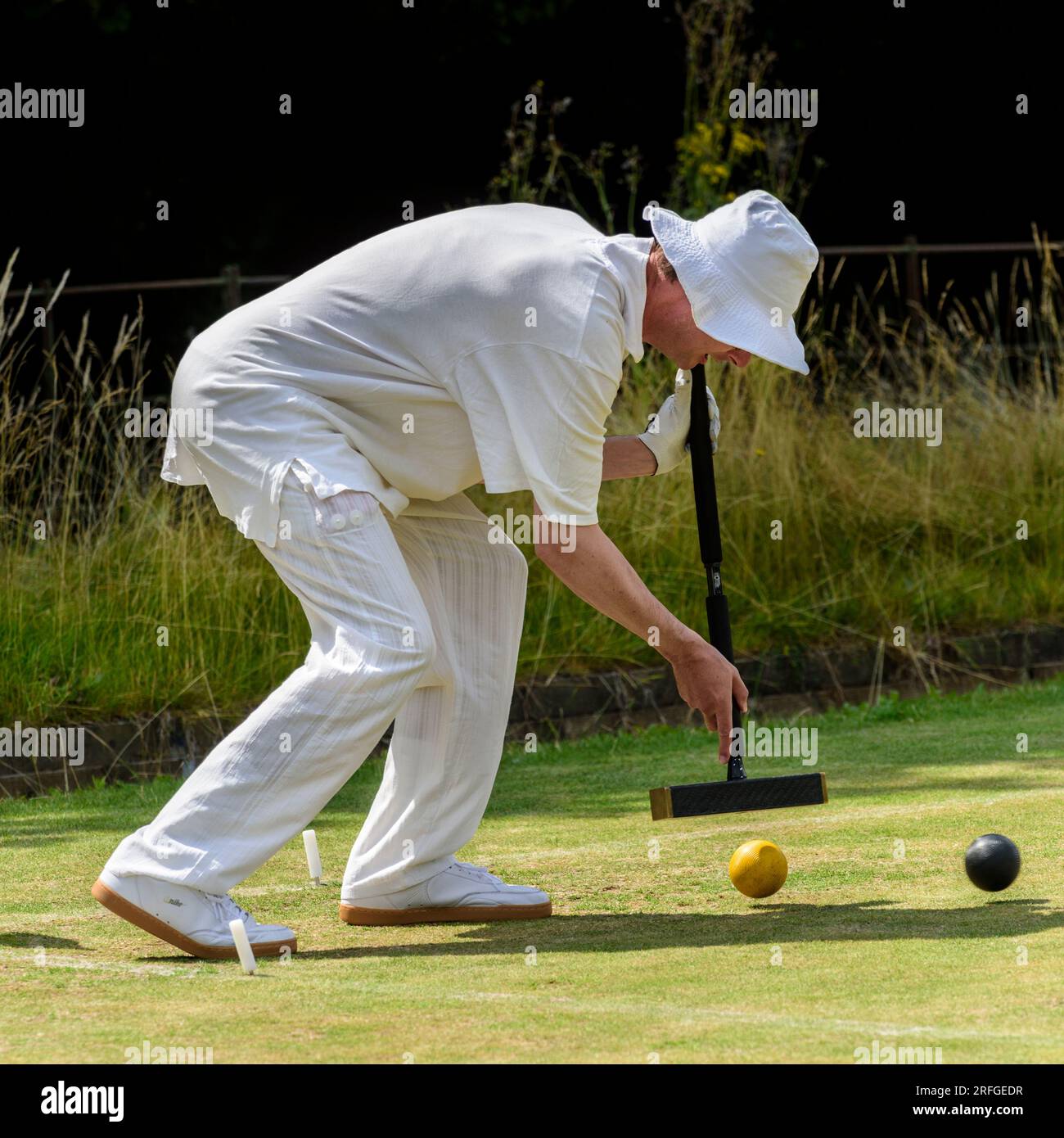 Ian Lines England playing in the Association Croquet World Championship