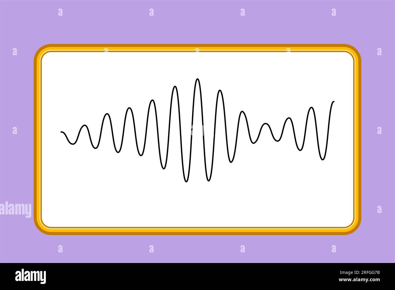 Graphic flat design drawing of black sound waves. Music audio frequency, voice line waveform, electronic radio signal, volume level symbol. Vector cur Stock Photo