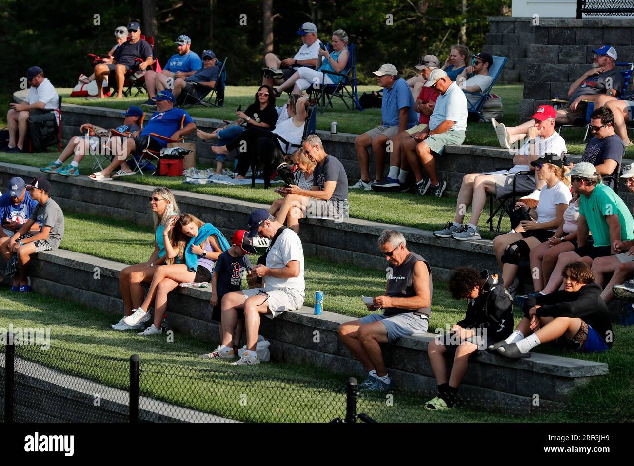 Fans watch a Cape Cod League baseball game between the Chatham Anglers