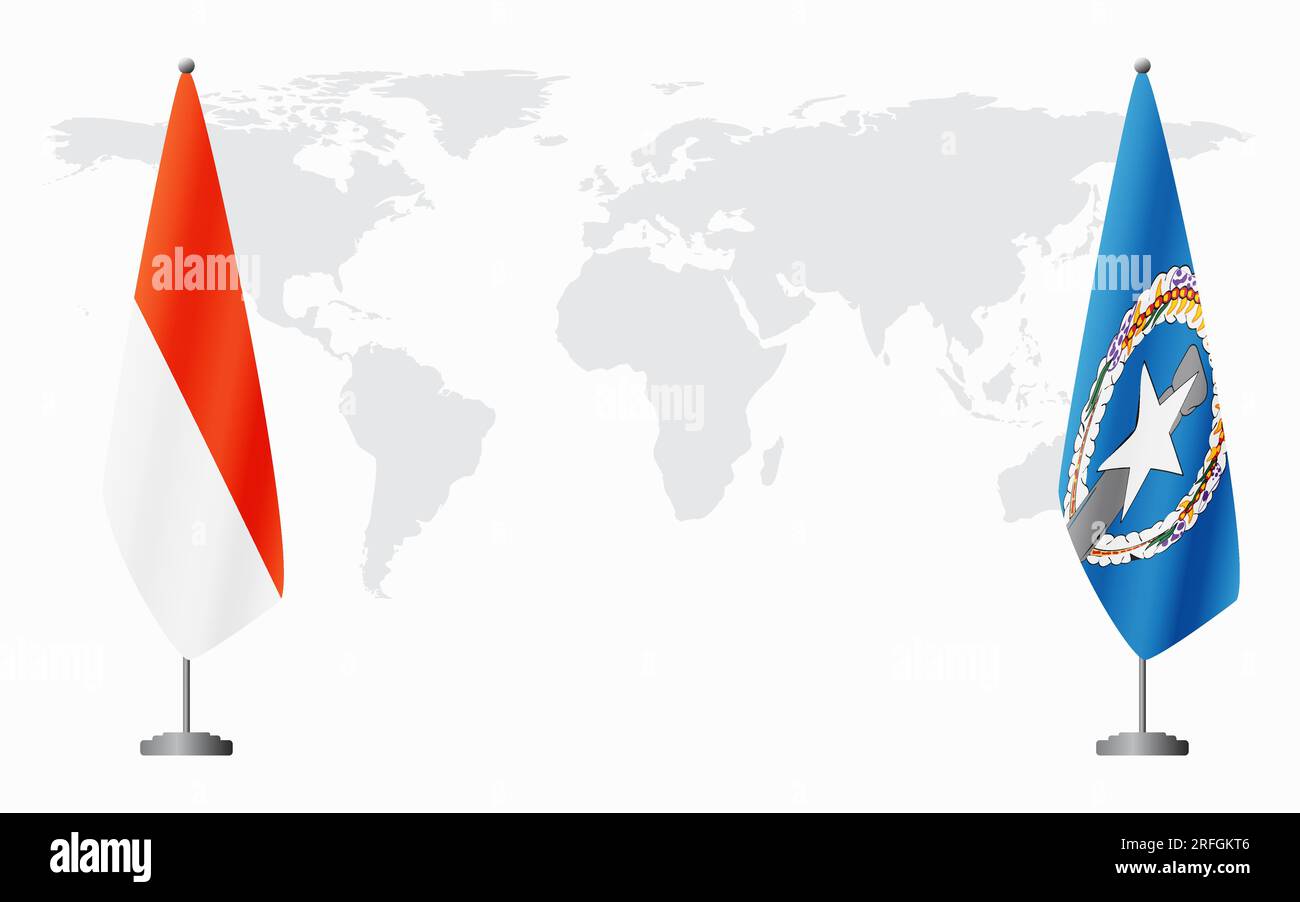 Indonesia and Northern Mariana Islands flags for official meeting