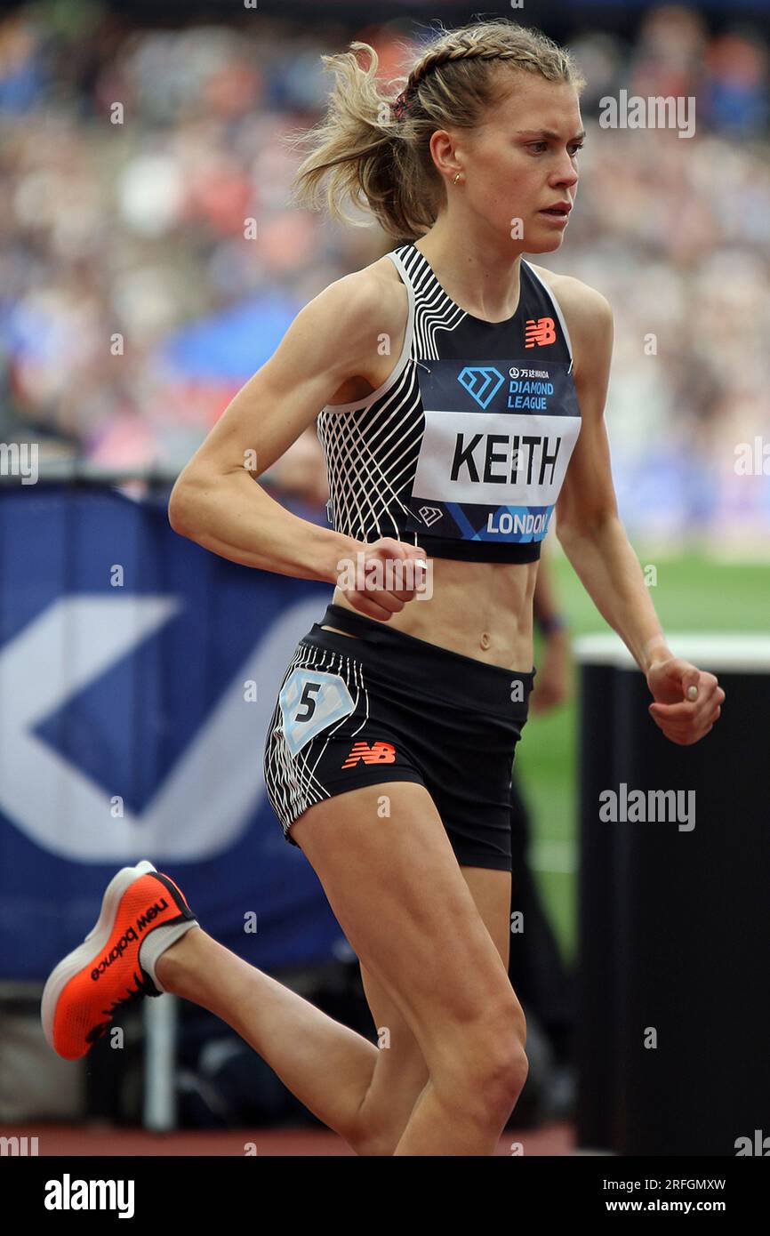 Megan KEITH of Great Britain in the 5000 metres for the Women in the Wanda Diamond League, London Stadium, Queen Elizabeth Park - London, 23rd July 2023 Stock Photo
