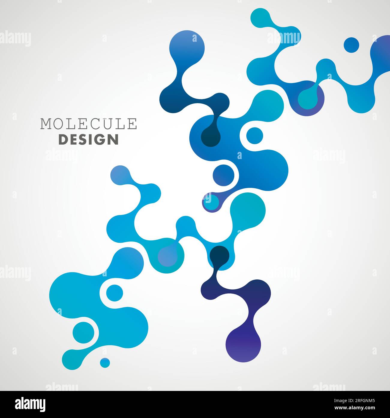 Abstract volumetric blue molecules white background. Vector logo design ...