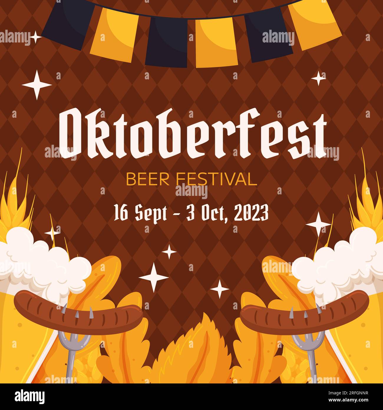 Oktoberfest German beer festival square social media post template ...