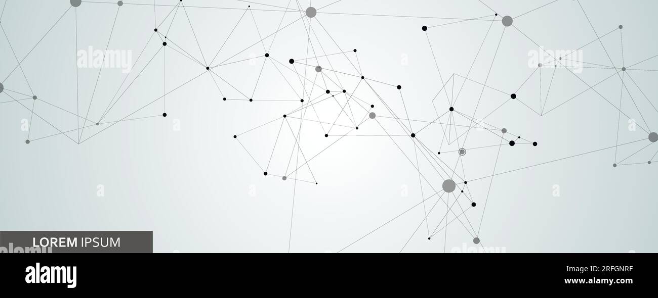 Vector molecules with lines dots black color blue background Stock ...