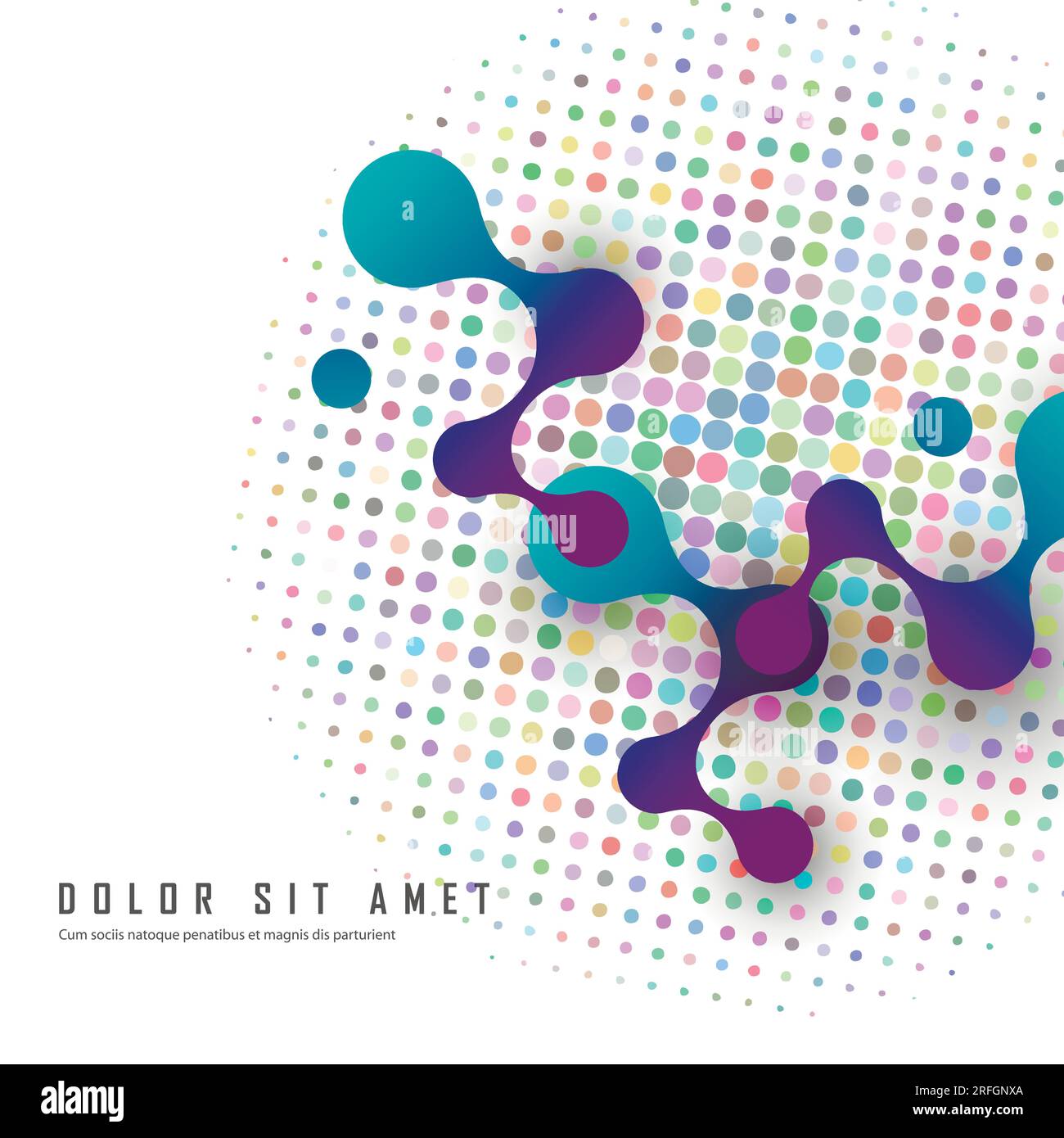 Abstract volumetric blue molecules white background. Vector logo design ...