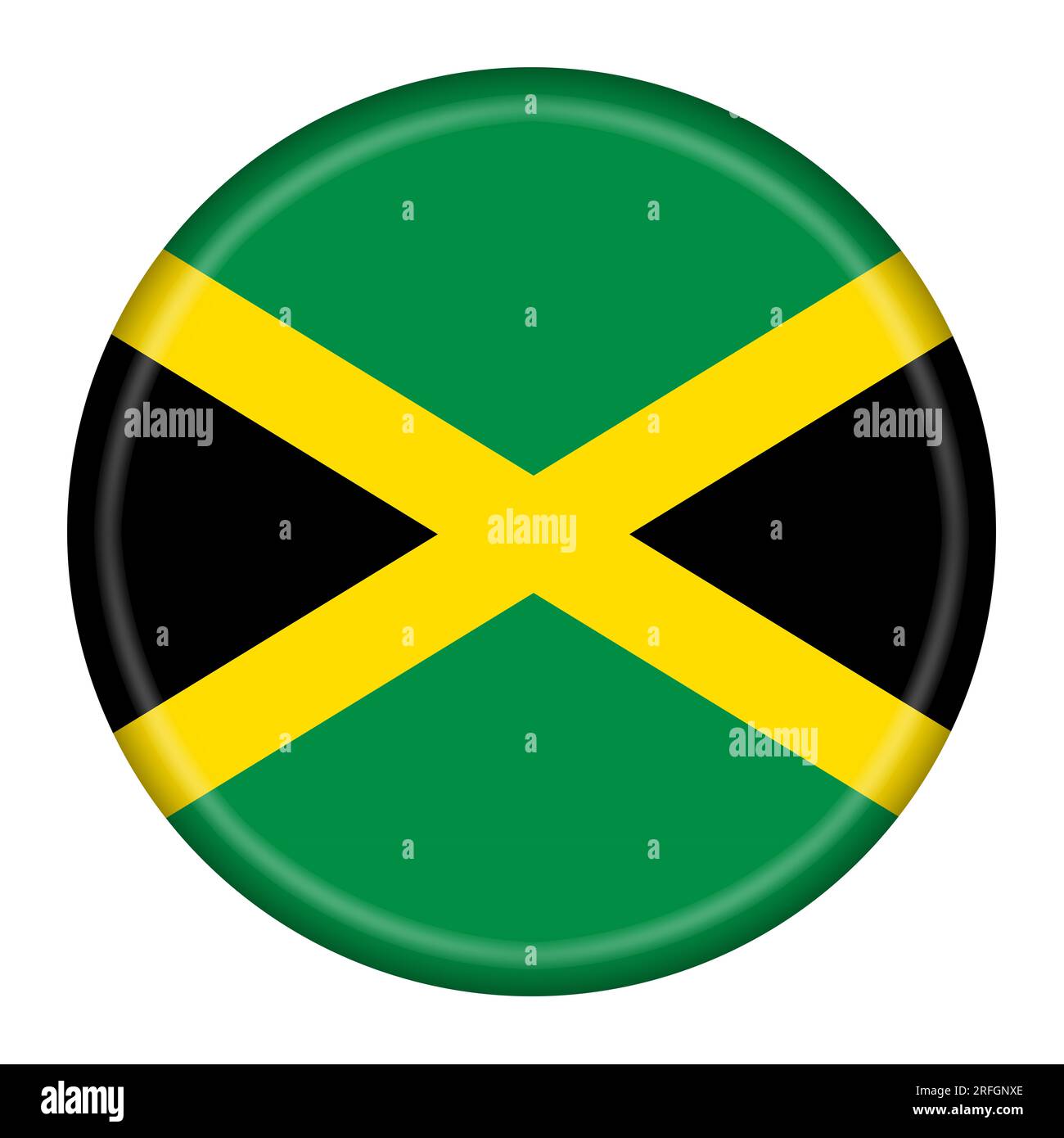 Jamaica flag button 3d illustration with clipping path Stock Photo