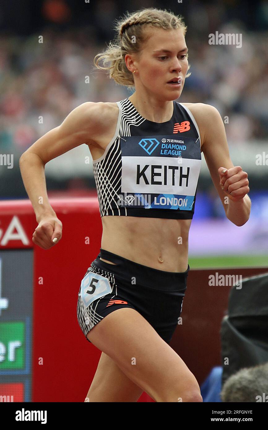 Megan KEITH of Great Britain in the 5000 metres for the Women in the Wanda Diamond League, London Stadium, Queen Elizabeth Park - London, 23rd July 2023 Stock Photo