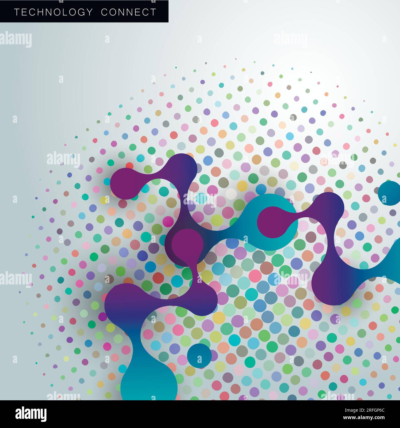 Abstract volumetric blue molecules white background. Vector logo design ...