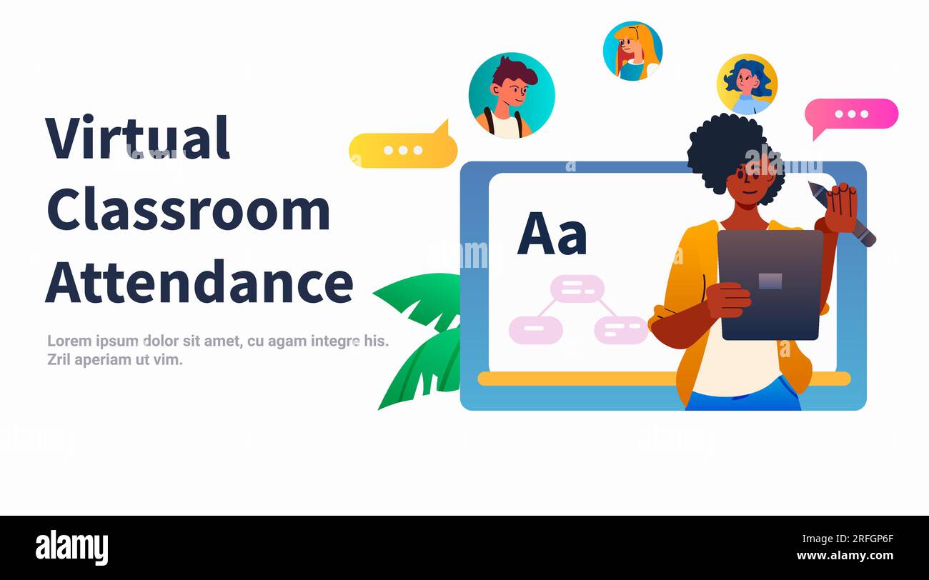 student in virtual classroom using smart interactive board virtual