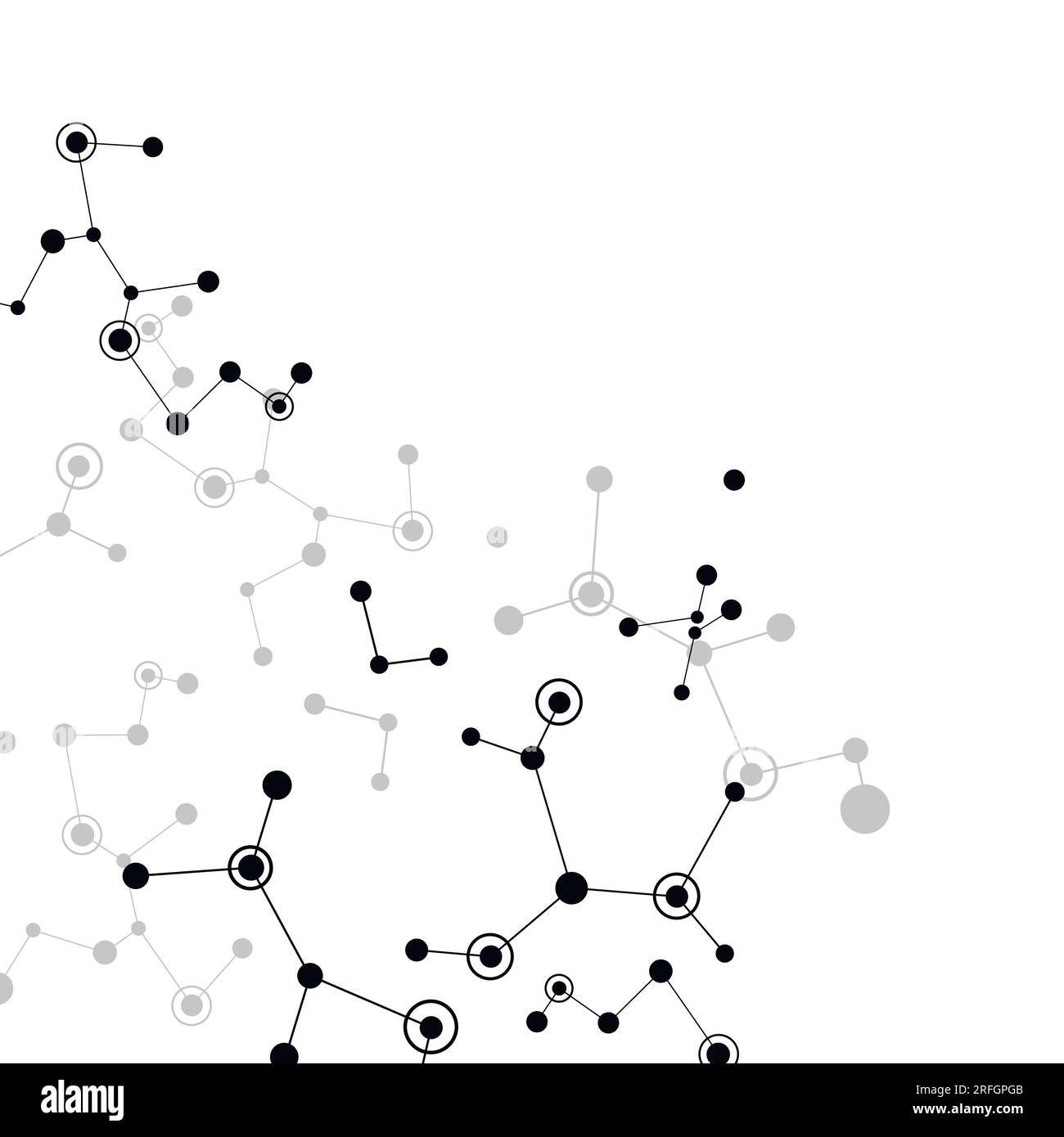 Vector black molecules with dots lines white background Stock Vector ...