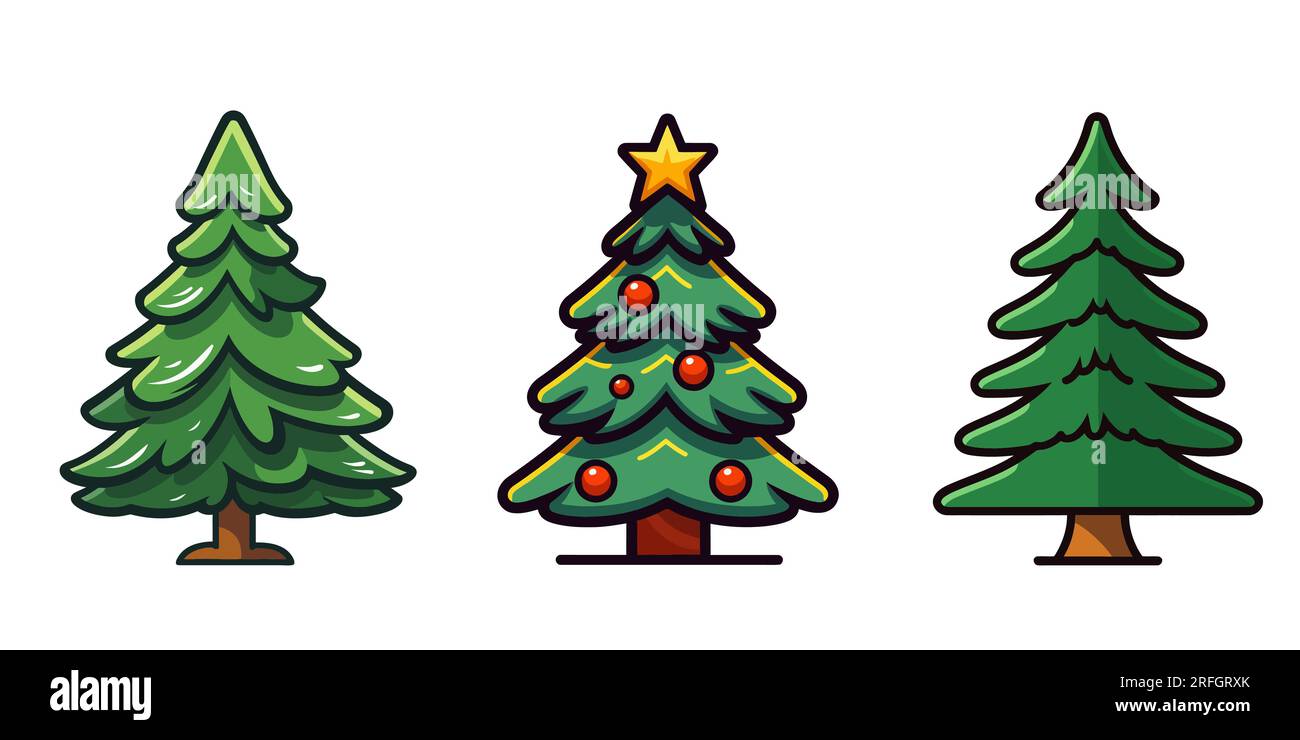 set Christmas tree icon. Simple style. Vector illustration Stock Vector ...