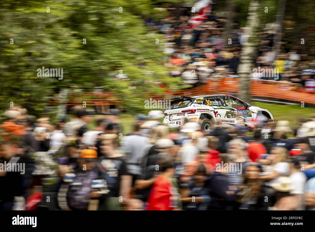 28 Jari HUTTUNEN (FIN), Antti LINNAKETO (FIN), SKODA FABIA, RC2, Rally2,  action during the Rally Finland 2023, 9th round of the 2023 WRC World Rally  Car Championship, from August 3 to 6