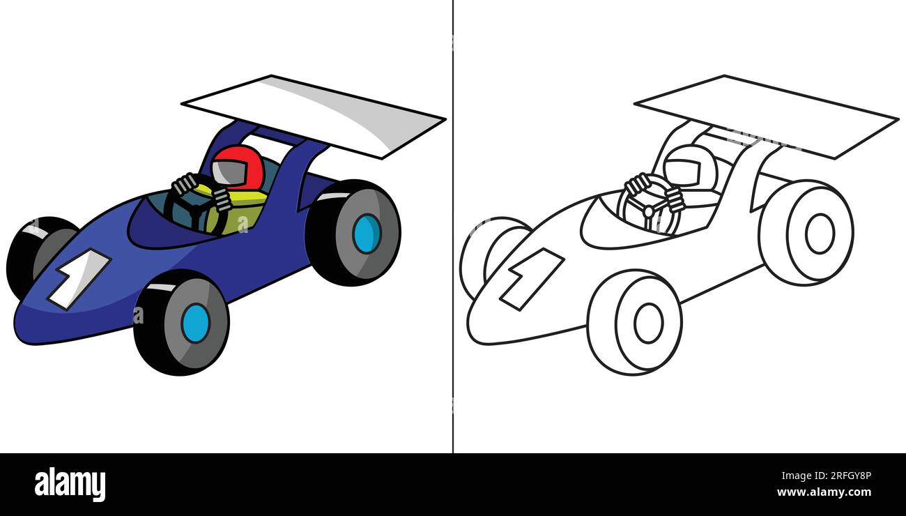 Cartoon style race car coloring page