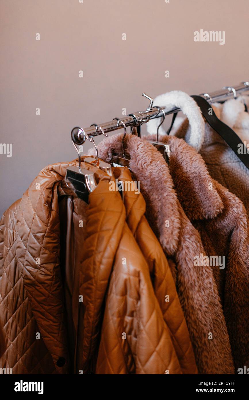 Winter clothing and coat hanger hi-res stock photography and images - Alamy