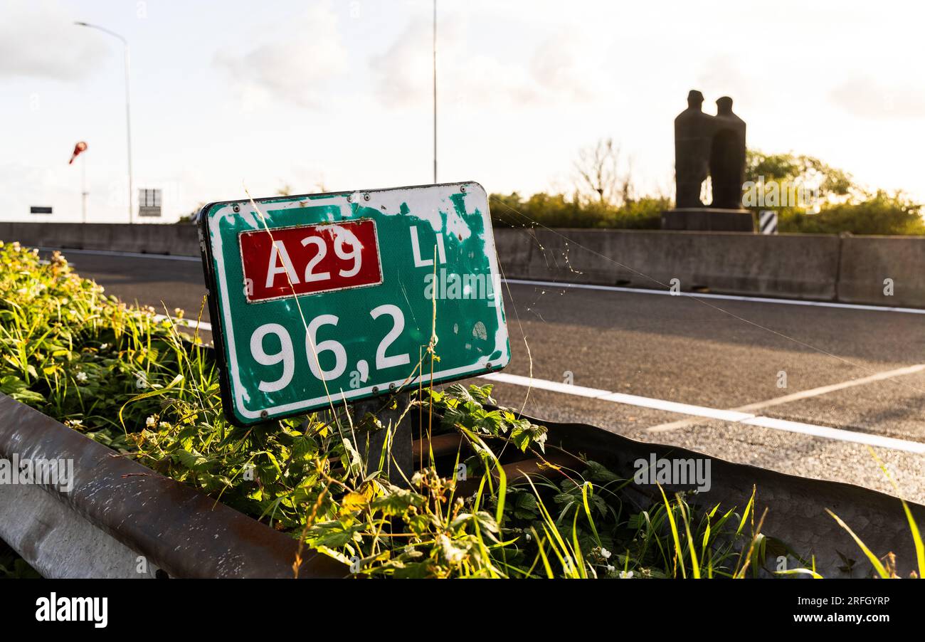 NUMANSDORP - Hectometre post on the Haringvliet bridge on the A29 ...